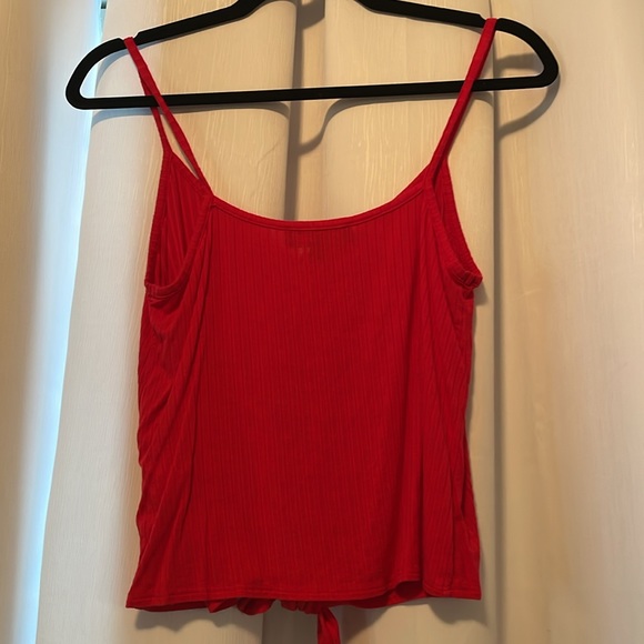 LULUS Feeling Myself Red Tie-Front Cropped Tank Top - Picture 5 of 6